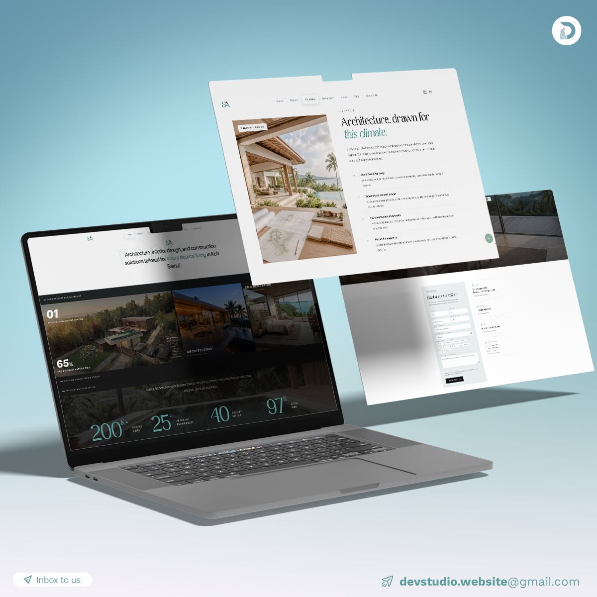 Samui Architect website on laptop
